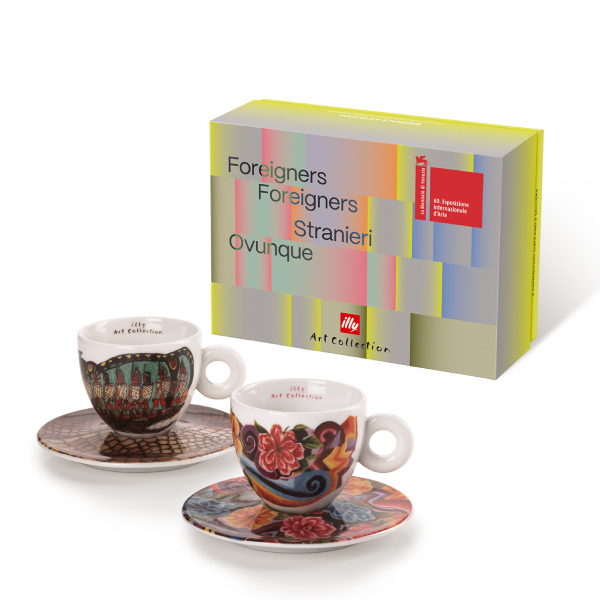 illy Art Collection Biennale – сет 2 керамички шолји со тацни за капучино (24958)